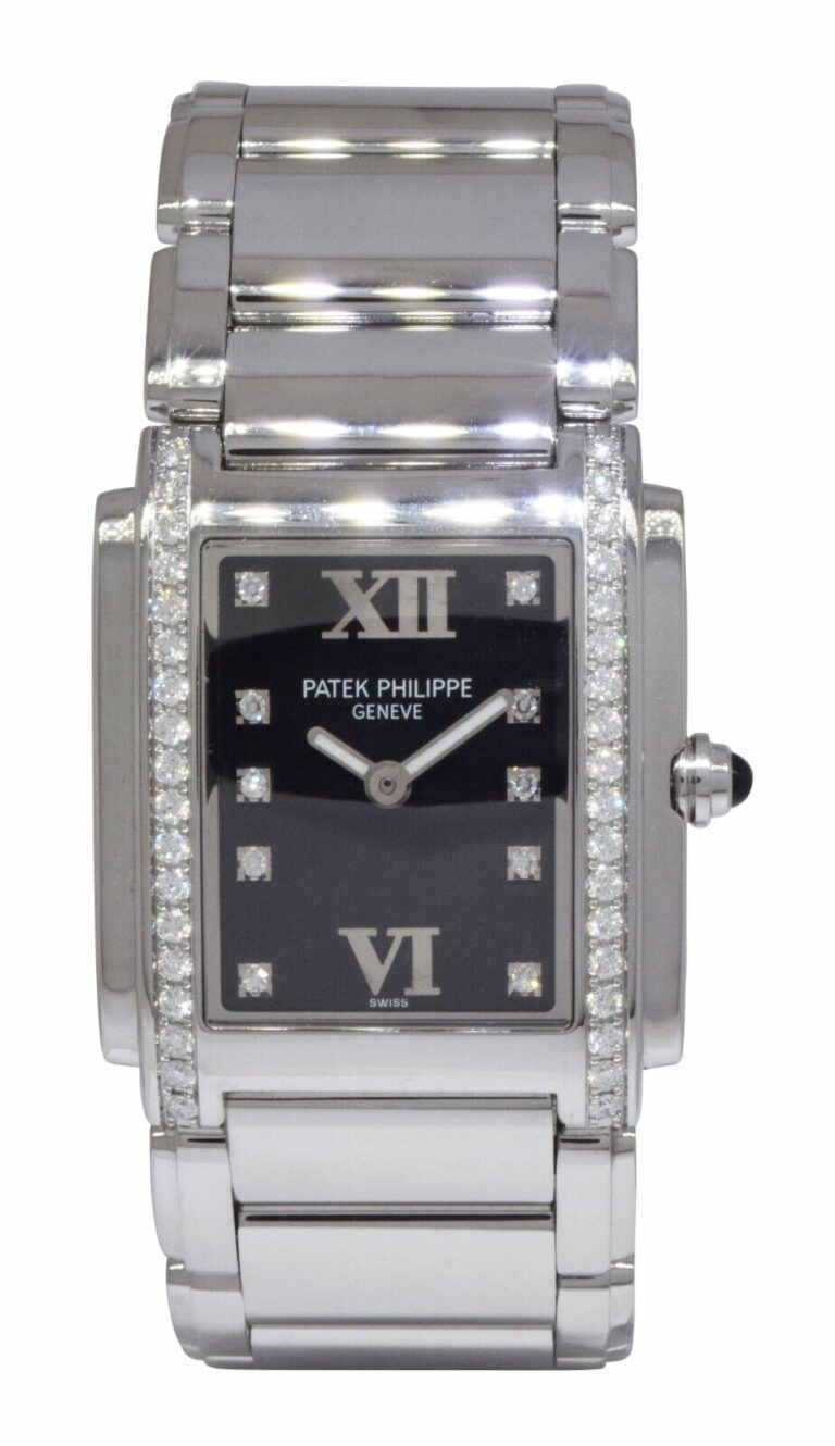 Patek Philippe Twenty~4 Steel 
Diamond Forever Black Ladies Watch 24 4910/10A