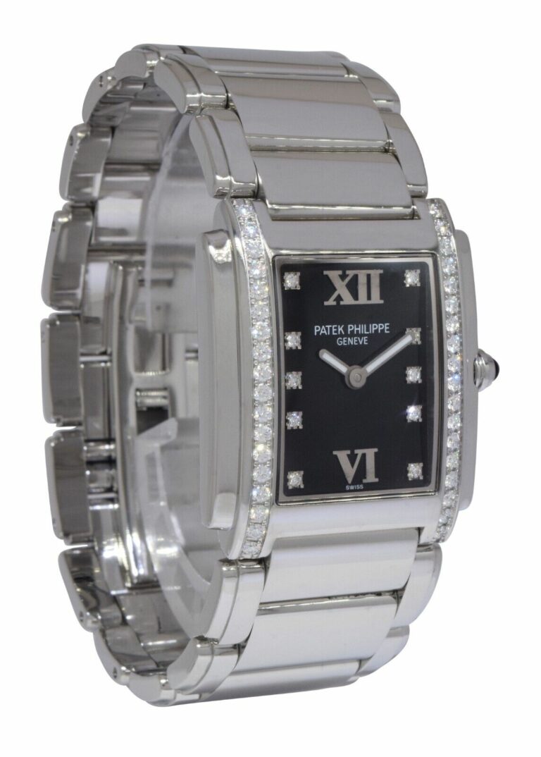 Patek Philippe Twenty~4 Steel 
Diamond Forever Black Ladies Watch 24 4910/10A