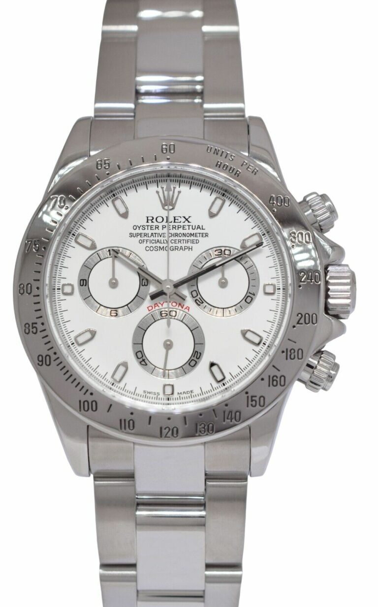 Rolex Daytona Chronograph Steel White Dial Mens 40mm Watch B/P P' 116520