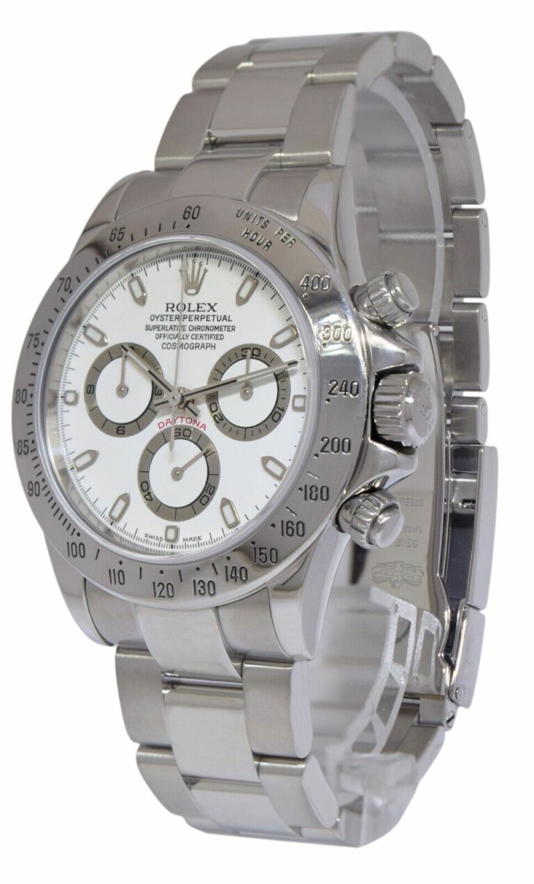 Rolex Daytona Chronograph Steel White Dial Mens 40mm Watch B/P P' 116520