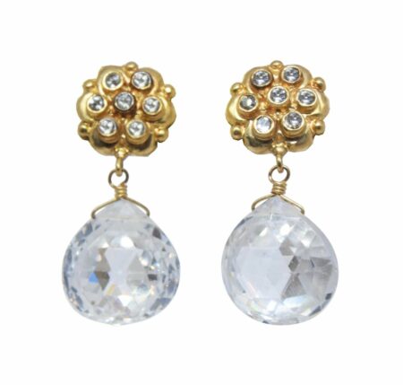 0.28 Carat Diamond 
Crystal 14k Yellow Gold Earrings