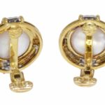 0.32 Carat Diamond 
Mabe Pearl 
18k Yellow Gold Earrings