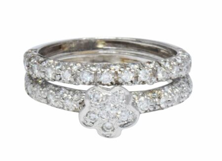 0.90 Carat Pave Diamond & 14k White Gold Ring Size 5.5