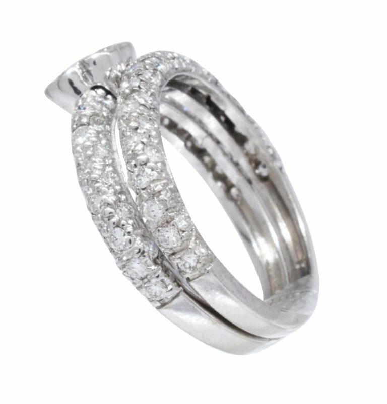 0.90 Carat Pave Diamond 
14k White Gold Ring Size 5.5