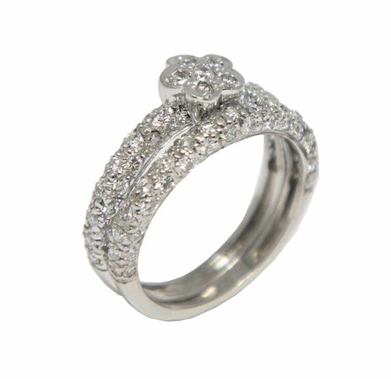 0.90 Carat Pave Diamond 
14k White Gold Ring Size 5.5