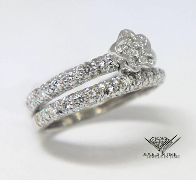 0.90 Carat Pave Diamond 
14k White Gold Ring Size 5.5