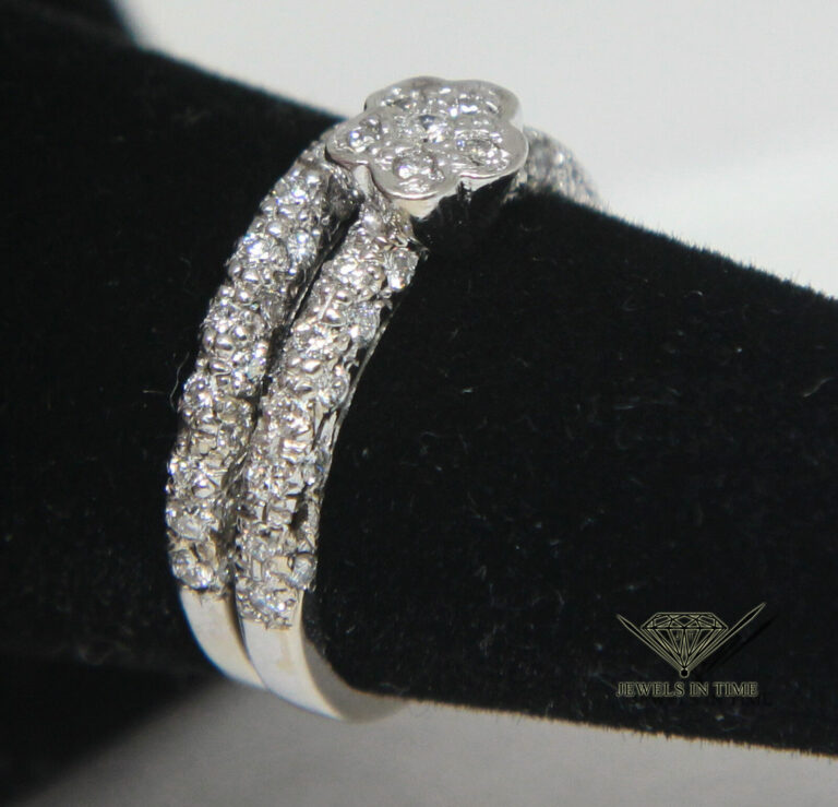 0.90 Carat Pave Diamond 
14k White Gold Ring Size 5.5