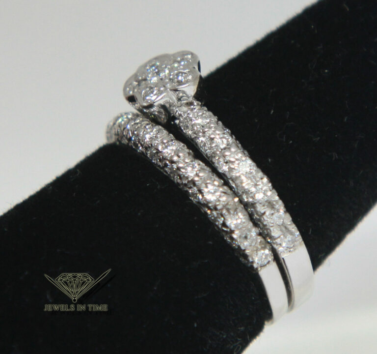 0.90 Carat Pave Diamond 
14k White Gold Ring Size 5.5