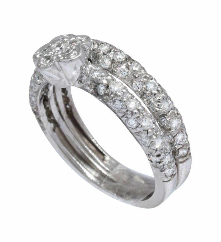 0.90 Carat Pave Diamond 
14k White Gold Ring Size 5.5