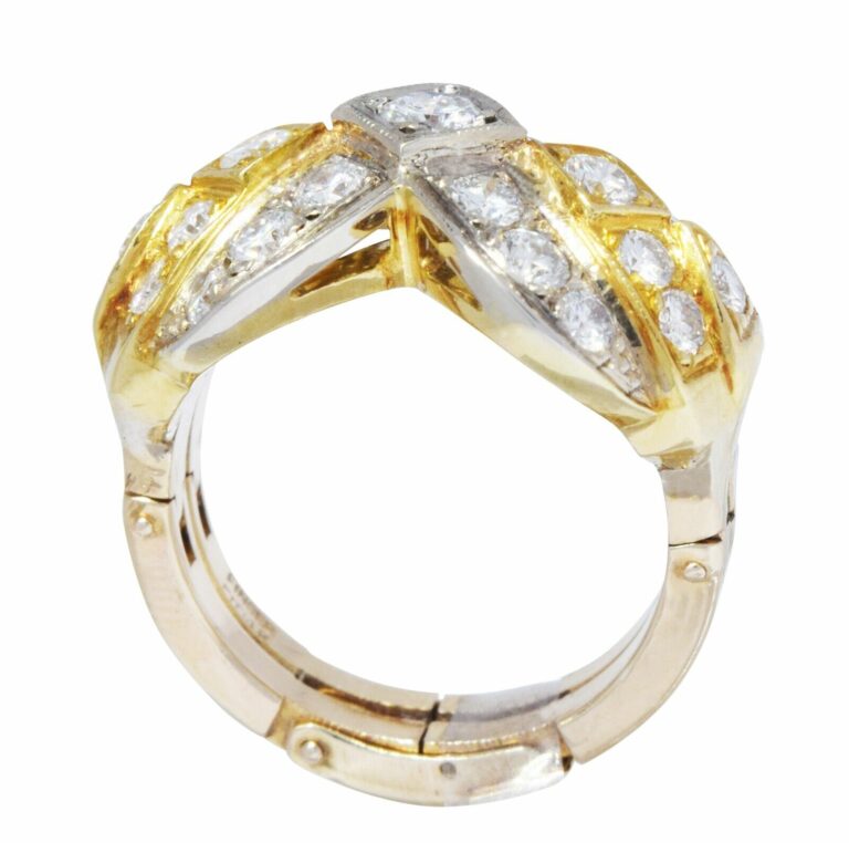 1.68 ct tw Diamond 14k Yellow Gold Ring with Fingermate Shank Size 6.25