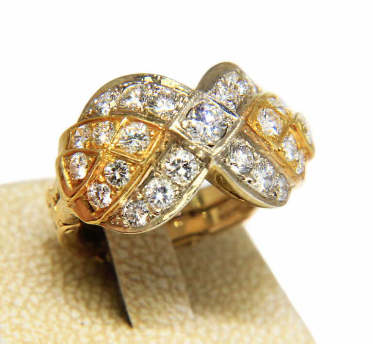 1.68 ct tw Diamond 14k Yellow Gold Ring with Fingermate Shank Size 6.25