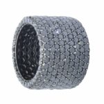 11.00 Carat Black Diamond Ring in 14k White Gold 4.5