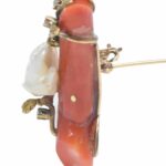 14K Gold ReefCoral Diamond 
Pearl Bird on a Branch Pin