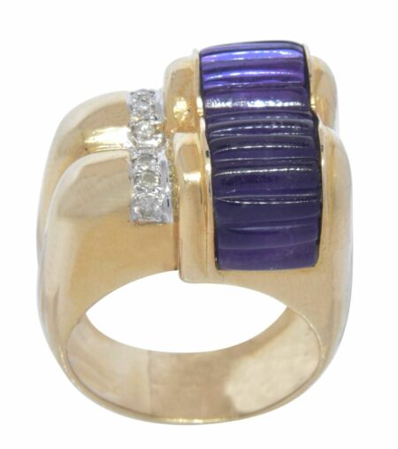 14K Yellow Gold Amethyst 
Diamond Ring