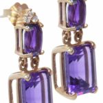 14K Yellow Gold Amethyst and Diamond Earrings