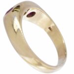 14K Yellow Gold Round Mine Cut Diamond 
Ruby Ring Size 10