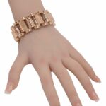 18k Rose Gold Retro Tank Style 26mm Wide Bracelet 7"