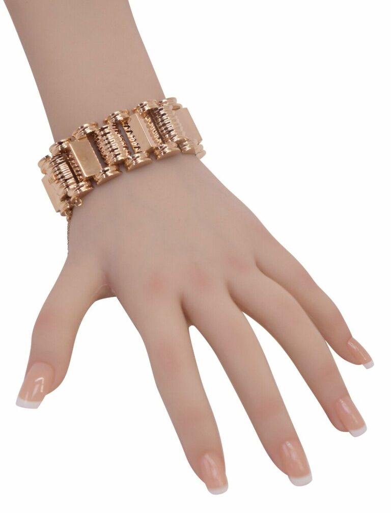 18k Rose Gold Retro Tank Style 26mm Wide Bracelet 7"