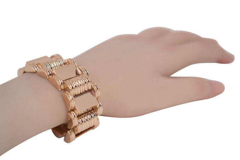 18k Rose Gold Retro Tank Style 26mm Wide Bracelet 7"