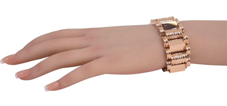 18k Rose Gold Retro Tank Style 26mm Wide Bracelet 7"