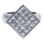 18k White Gold Princess Cut Invisible Setting 2.00 Ct. Diamond Ring 6.25 US