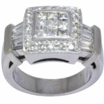 18k White Gold Princess Cut Invisible setting diamond ring Size 6 US