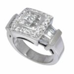 18k White Gold Princess Cut Invisible setting diamond ring Size 6 US