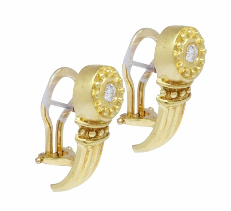 18k Yellow Gold 
Diamond Ladies Earrings