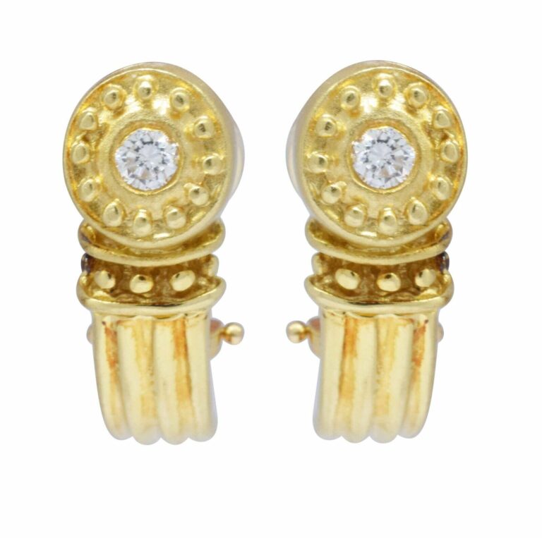 18k Yellow Gold 
Diamond Ladies Earrings