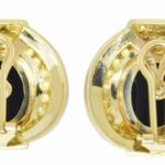 18K Yellow Gold Onyx Earrings