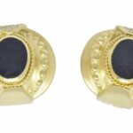 18K Yellow Gold Onyx Earrings