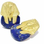 18K Yellow Gold Pharaoh and Lapis Earrings