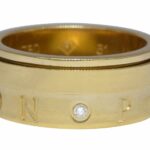 Piaget Possession 2 Diamond 18k Yellow Gold Spinner 8mm Wide Band Ring Size 51