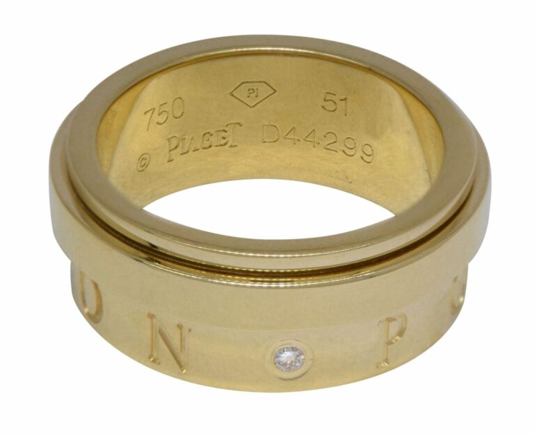 Piaget Possession 2 Diamond 18k Yellow Gold Spinner 8mm Wide Band Ring Size 51