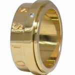 Piaget Possession 2 Diamond 18k Yellow Gold Spinner 8mm Wide Band Ring Size 51