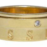 Piaget Possession 2 Diamond 18k Yellow Gold Spinner 8mm Wide Band Ring Size 51