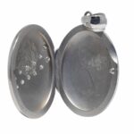 14k White Gold Oval Locket Pendant with Diamonds