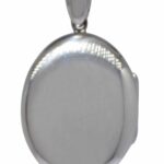 14k White Gold Oval Locket Pendant with Diamonds