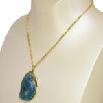 14k Yellow Gold Opal Triplet Pendant on 9k Yellow Gold Figaro Chain Necklace 16"