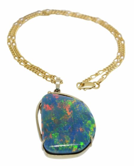 14k Yellow Gold Opal Triplet Pendant on 9k Yellow Gold Figaro Chain Necklace 16