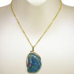 14k Yellow Gold Opal Triplet Pendant on 9k Yellow Gold Figaro Chain Necklace 16"