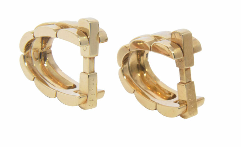 Cartier Mens Maillon Stirrup Cufflinks 18k Yellow Gold Cuff Links