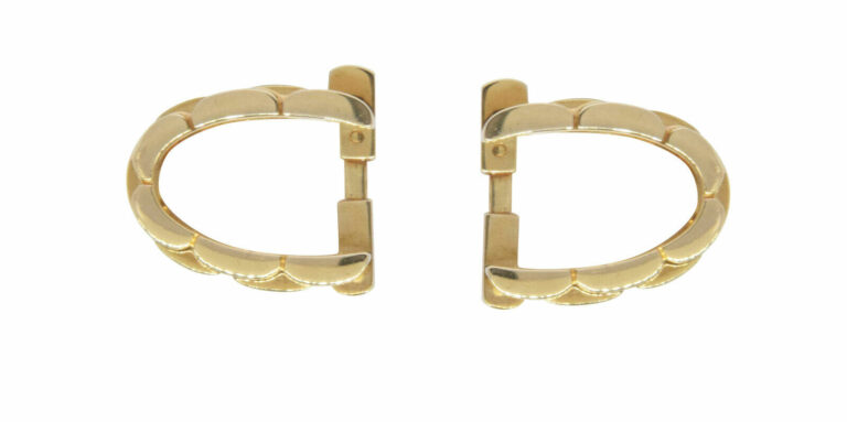 Cartier Mens Maillon Stirrup Cufflinks 18k Yellow Gold Cuff Links