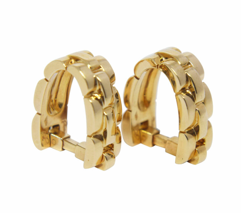 Cartier Mens Maillon Stirrup Cufflinks 18k Yellow Gold Cuff Links