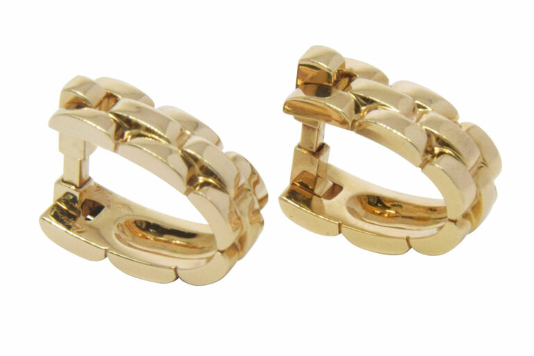 Cartier Mens Maillon Stirrup Cufflinks 18k Yellow Gold Cuff Links