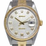 Rolex Datejust 18k Yellow Gold/Steel Jubilee Diamond Dial 36mm Watch T 16233