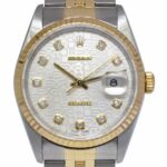 Rolex Datejust 18k Yellow Gold/Steel Jubilee Diamond Dial 36mm Watch T 16233