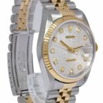 Rolex Datejust 18k Yellow Gold/Steel Jubilee Diamond Dial 36mm Watch T 16233