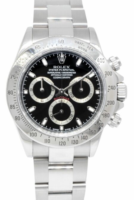 Rolex Daytona Chronograph Steel Black Dial Mens 40mm Watch Z 116520