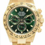 NEW Rolex Daytona Chronograph 18k YG Green Dial Mens Watch B/P '23 116508